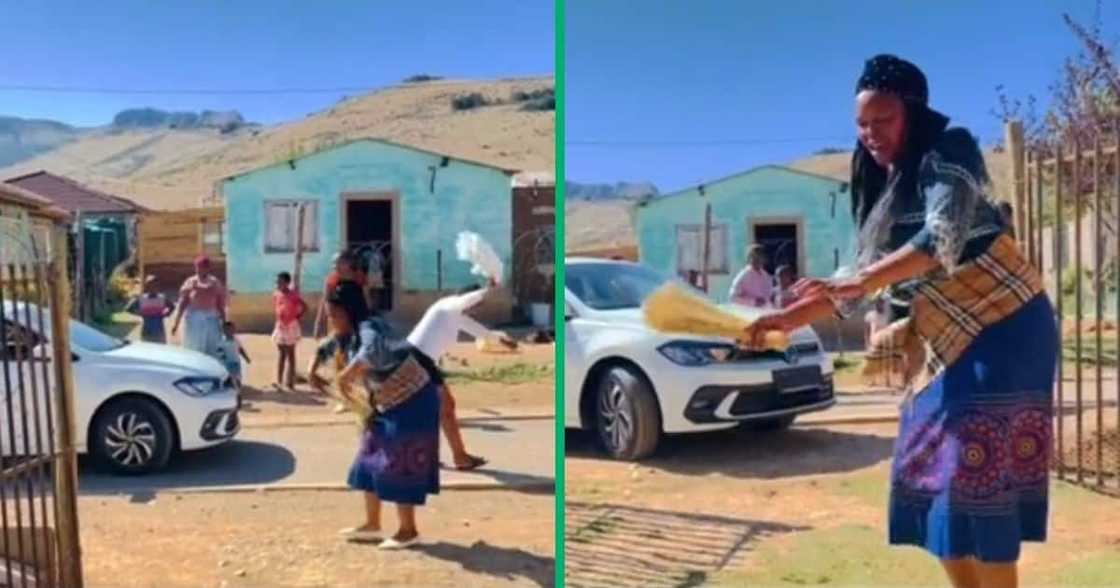 Woman with new VW car got a hero's welcome Woman with new VW car got a hero's welcome