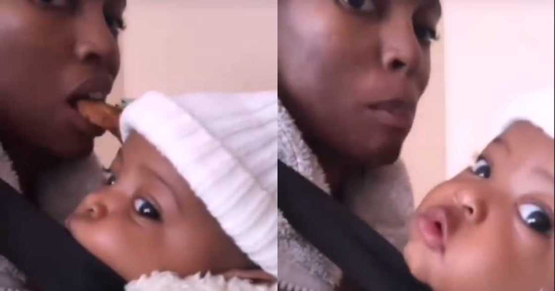 Mom Shares Funny Clip of Trying to Eat Chocolate While Holding Baby Mom Shares Funny Clip of Trying to Eat Chocolate While Holding Baby
