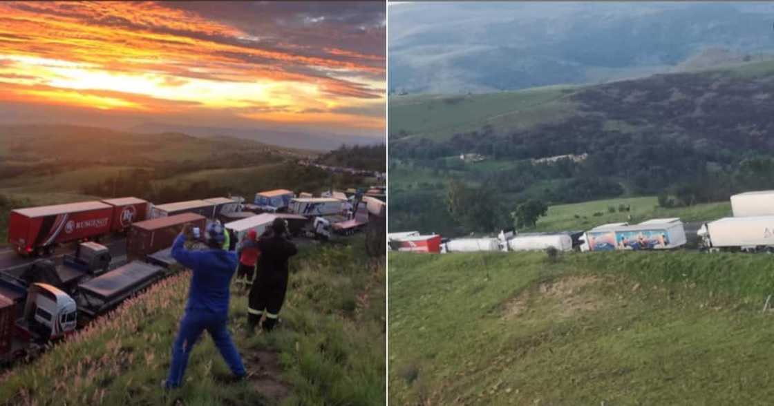 Truck blockade, KZN, traffic, N3 Van Reenen’s Pass, SAPS trying to clear