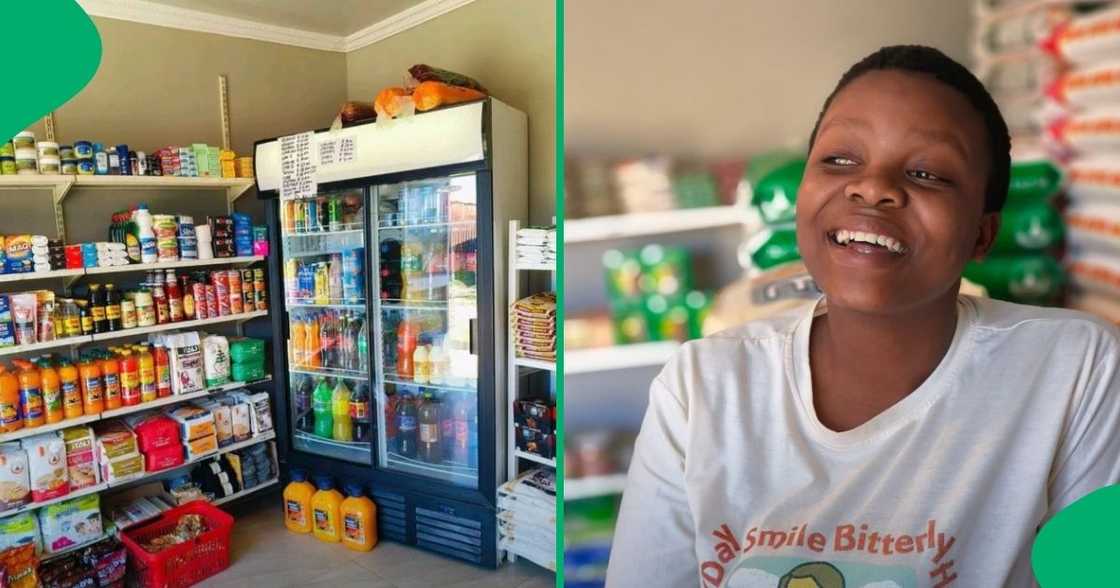 A South African woman opened her spaza shop and sparked congratulatory messages online. A South African woman opened her spaza shop and sparked congratulatory messages online.