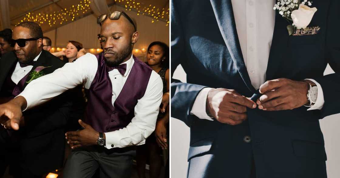A groom having the best time at a wedding A groom having the best time at a wedding