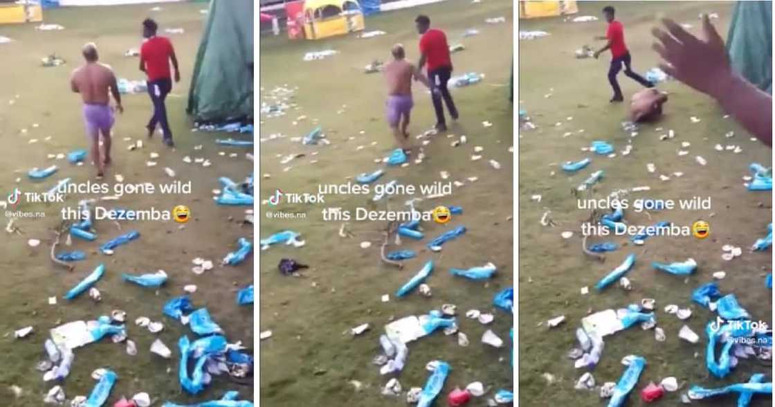 The shirtless gent tried his best to kick the other man. The shirtless gent tried his best to kick the other man.