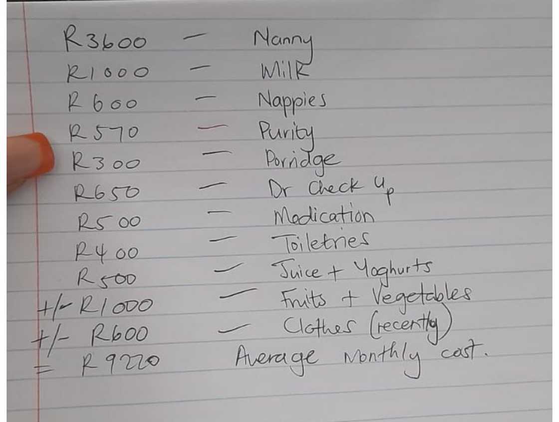 A breakdown on the monthly expenses of a one-year-old child. A breakdown on the monthly expenses of a one-year-old child.
