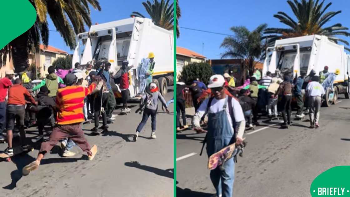 The streets of Soweto became a playground when a group of boys hitched a ride behind a moving rubbish truck The streets of Soweto became a playground when a group of boys hitched a ride behind a moving rubbish truck