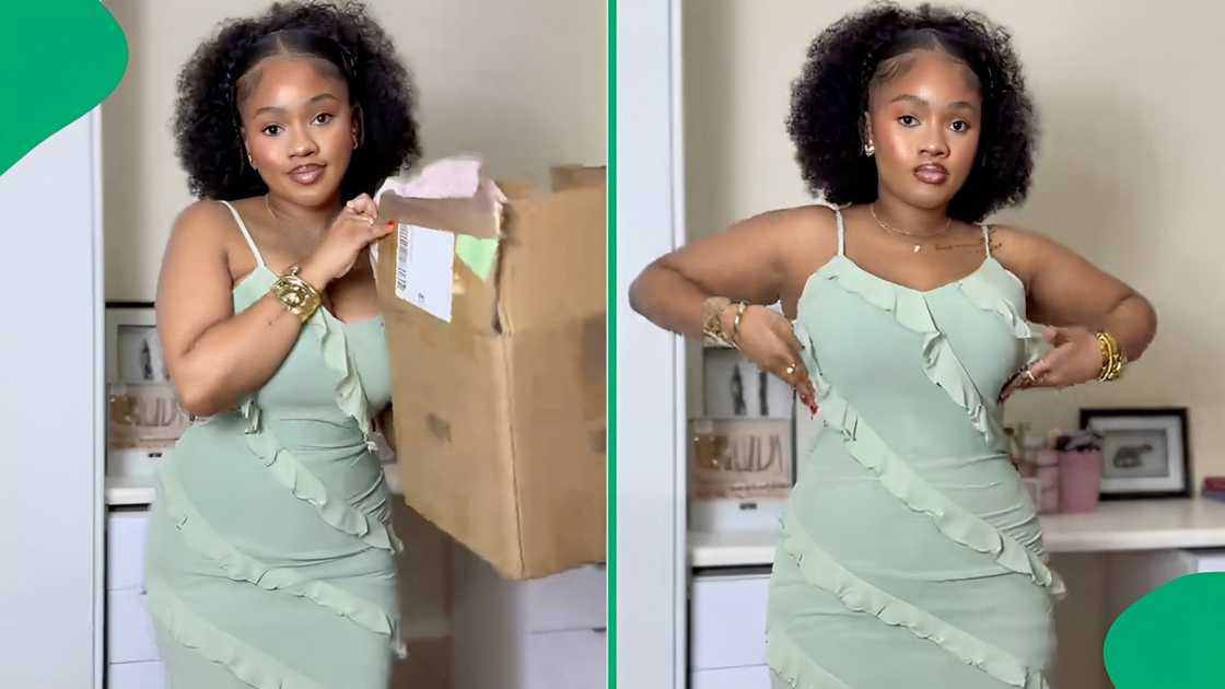 A woman showed off the clothes she got from Shein A woman showed off the clothes she got from Shein