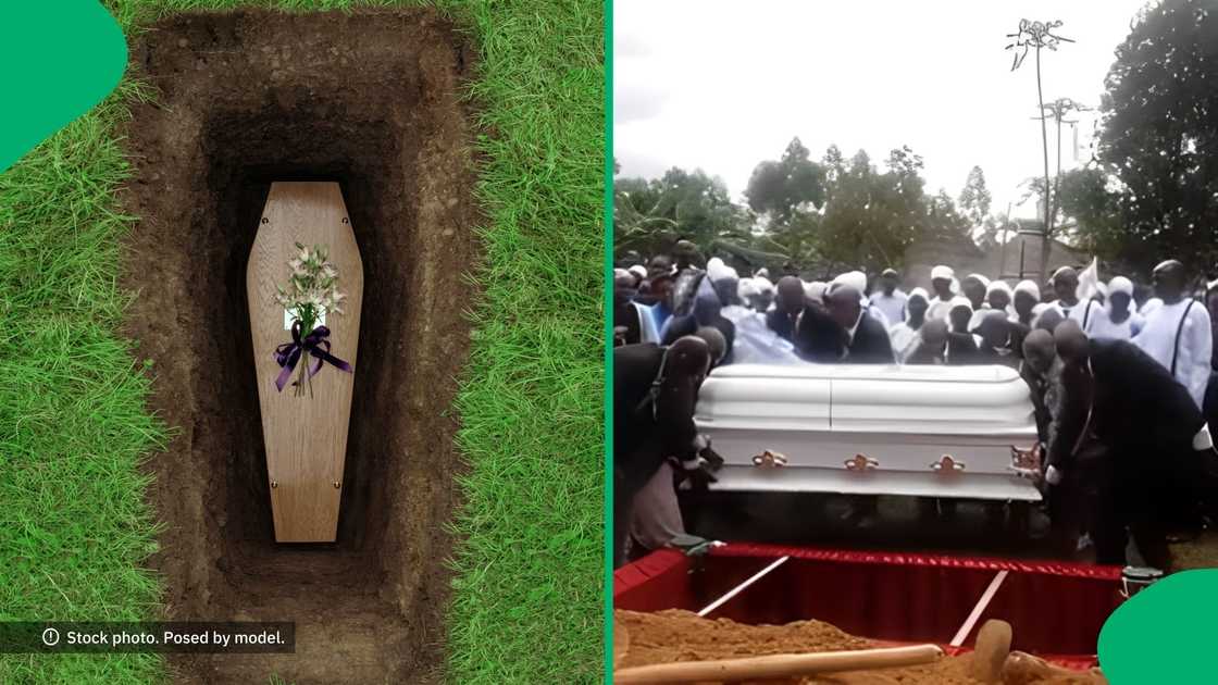 A coffin hilariously fell into the grave, leaving the internet in laughter. A coffin hilariously fell into the grave, leaving the internet in laughter.
