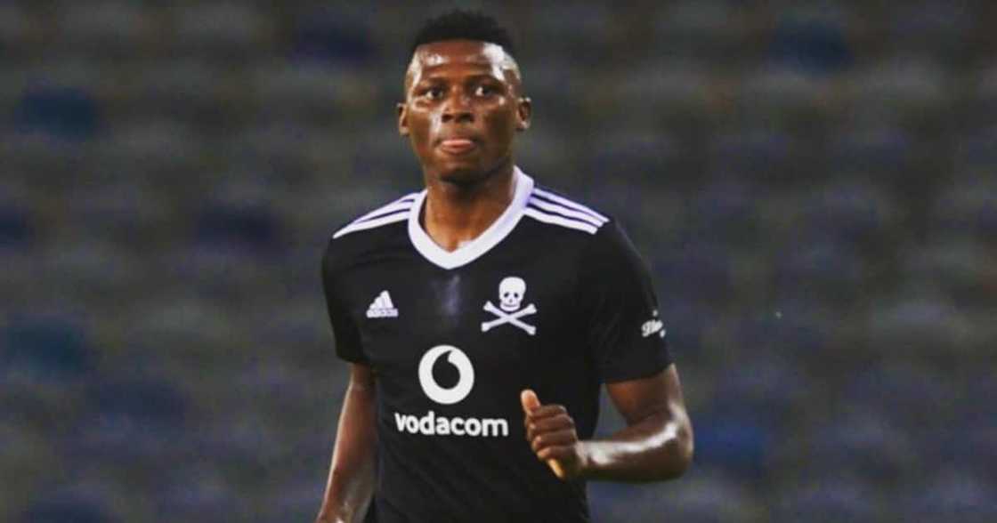 Orlando Pirates' Thabiso Monyane celebrates being back on the field