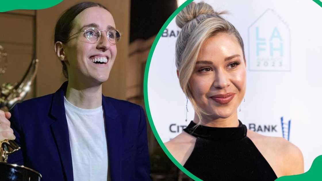 Robby Hoffman during the 46th Annual Daytime Creative Arts Emmy Awards in 2019 (L). Gabby Windey attending the 2023 LA Family Housing Awards (R)