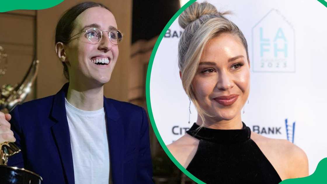 Robby Hoffman during the 46th Annual Daytime Creative Arts Emmy Awards in 2019 (L). Gabby Windey attending the 2023 LA Family Housing Awards (R) Robby Hoffman during the 46th Annual Daytime Creative Arts Emmy Awards in 2019 (L). Gabby Windey attending the 2023 LA Family Housing Awards (R)