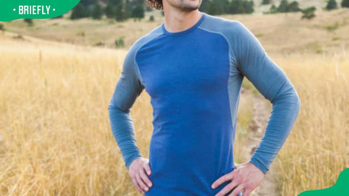A man wearing a long-sleeve t-shirt A man wearing a long-sleeve t-shirt