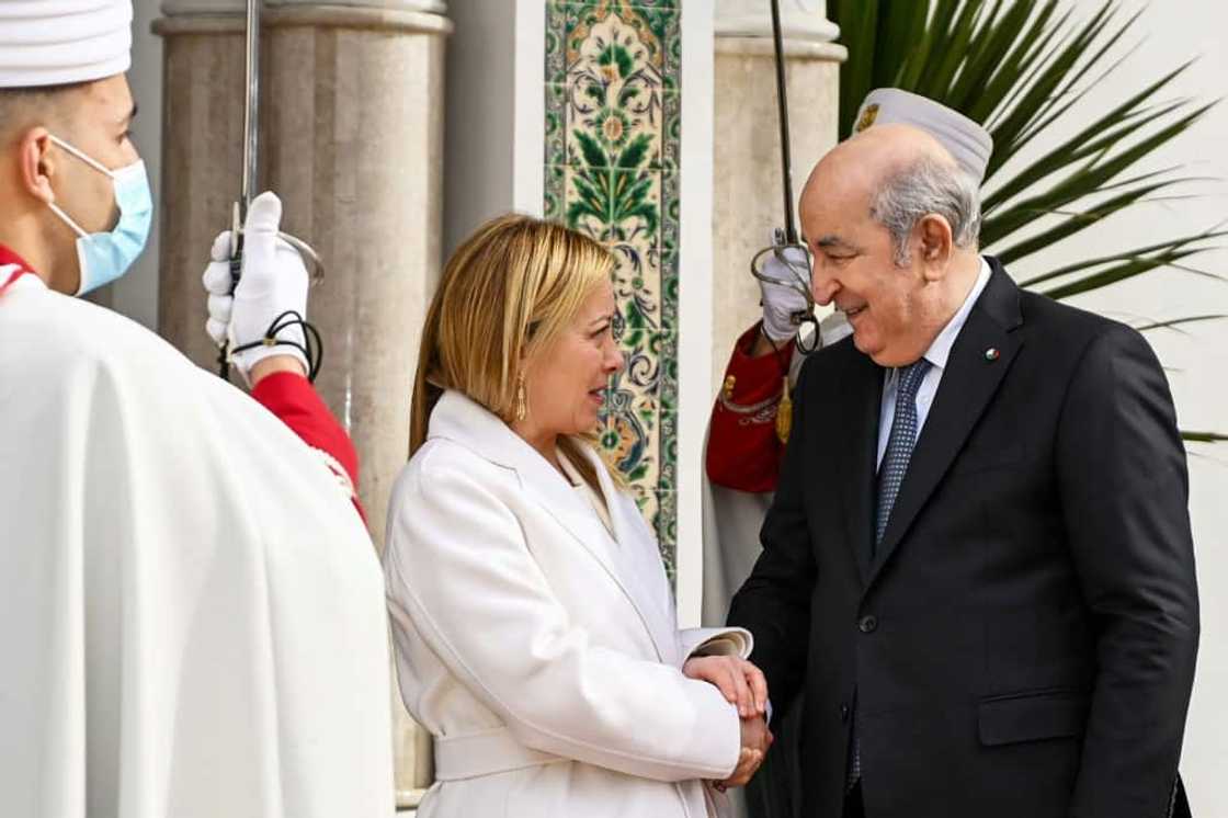 Algerian President Abdelmadjid Tebboune meets Italian Prime Minister Giorgia Meloni on Monday in Algiers Algerian President Abdelmadjid Tebboune meets Italian Prime Minister Giorgia Meloni on Monday in Algiers