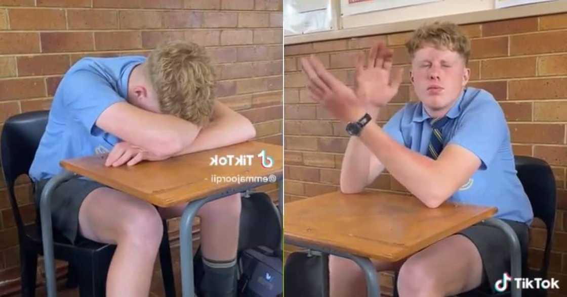 Young boy falls asleep in class Young boy falls asleep in class