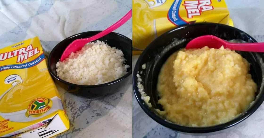 Custard, pap, food combination, weird, uphuthu Custard, pap, food combination, weird, uphuthu