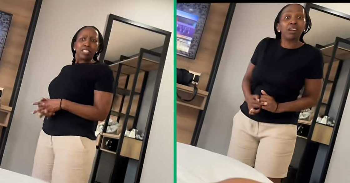 A TikTok video showcases a woman reprimanding her kids. A TikTok video showcases a woman reprimanding her kids.