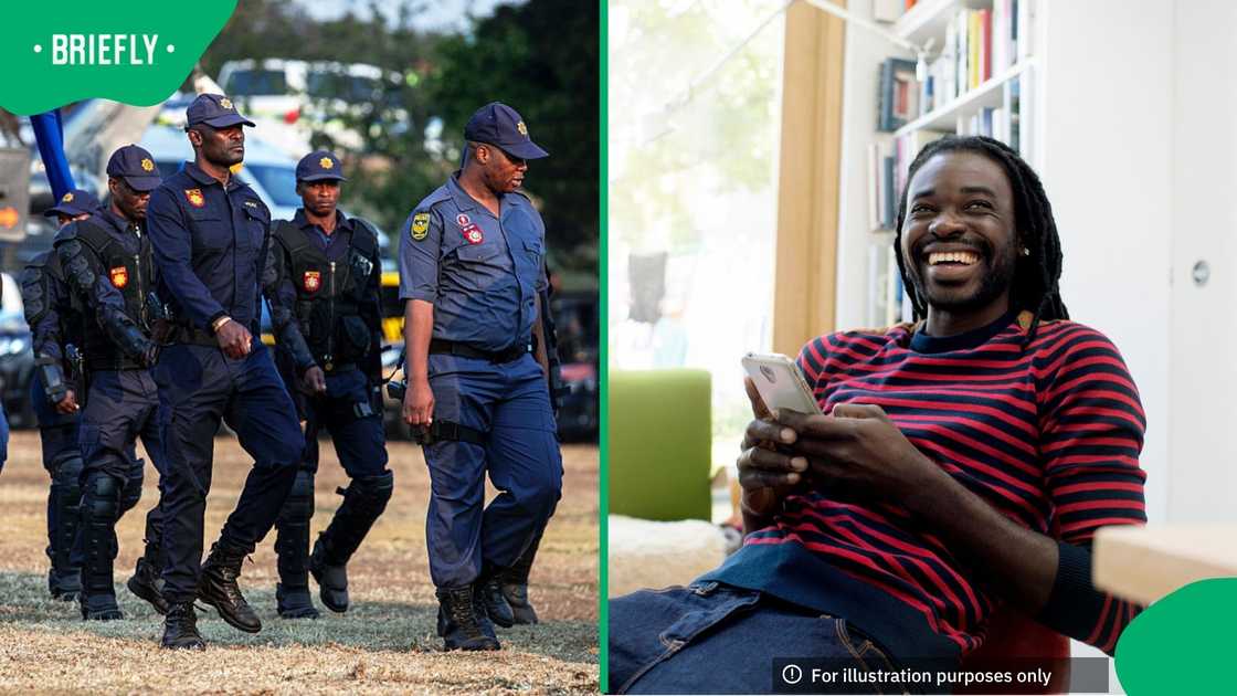 Members of the South African Police Service fled a robbery in Johannesburg Members of the South African Police Service fled a robbery in Johannesburg