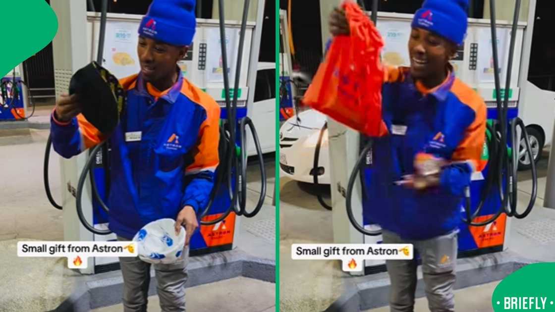 A petrol attendant recently received a surprise thoughtful gift bag from Astron, which contained practical items, in thanks for his dedication and service