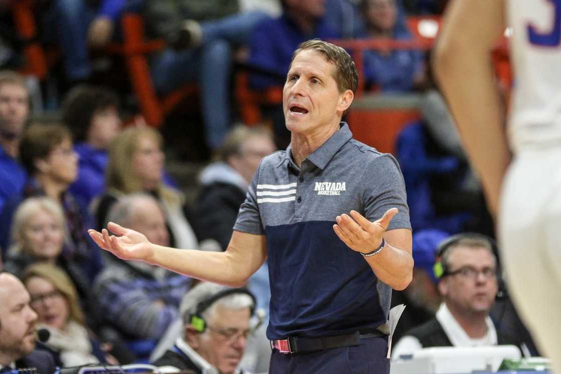 Eric Musselman of the Nevada Wolf Pack during second half action against the Boise State Broncos Eric Musselman of the Nevada Wolf Pack during second half action against the Boise State Broncos