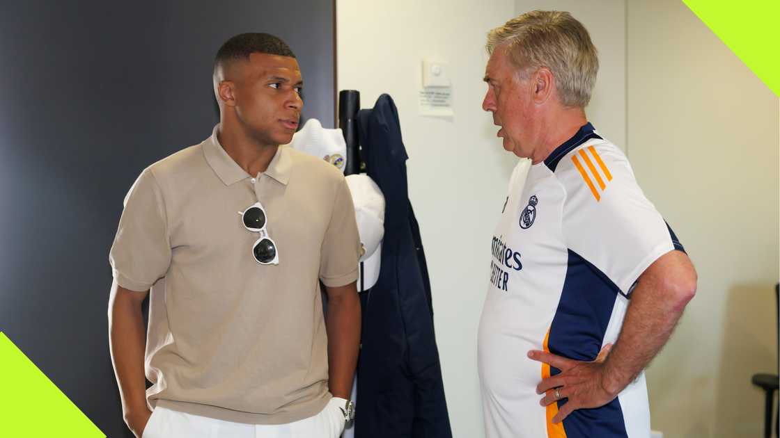 Kylian Mbappe and Carlo Ancelotti at Real Madrid. Kylian Mbappe and Carlo Ancelotti at Real Madrid.