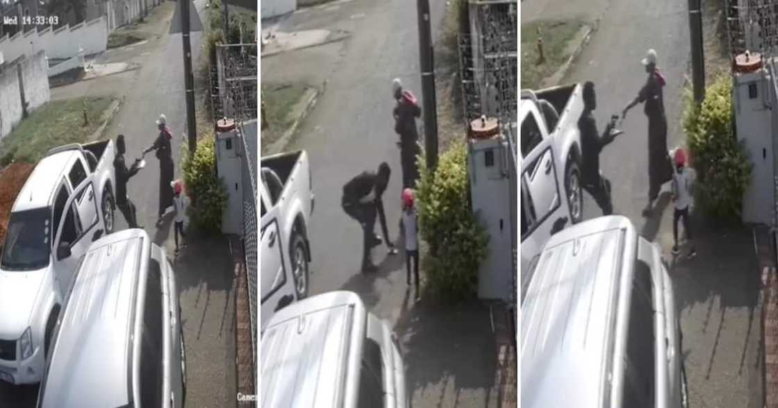 Mother and child being robbed at gunpoint Mother and child being robbed at gunpoint