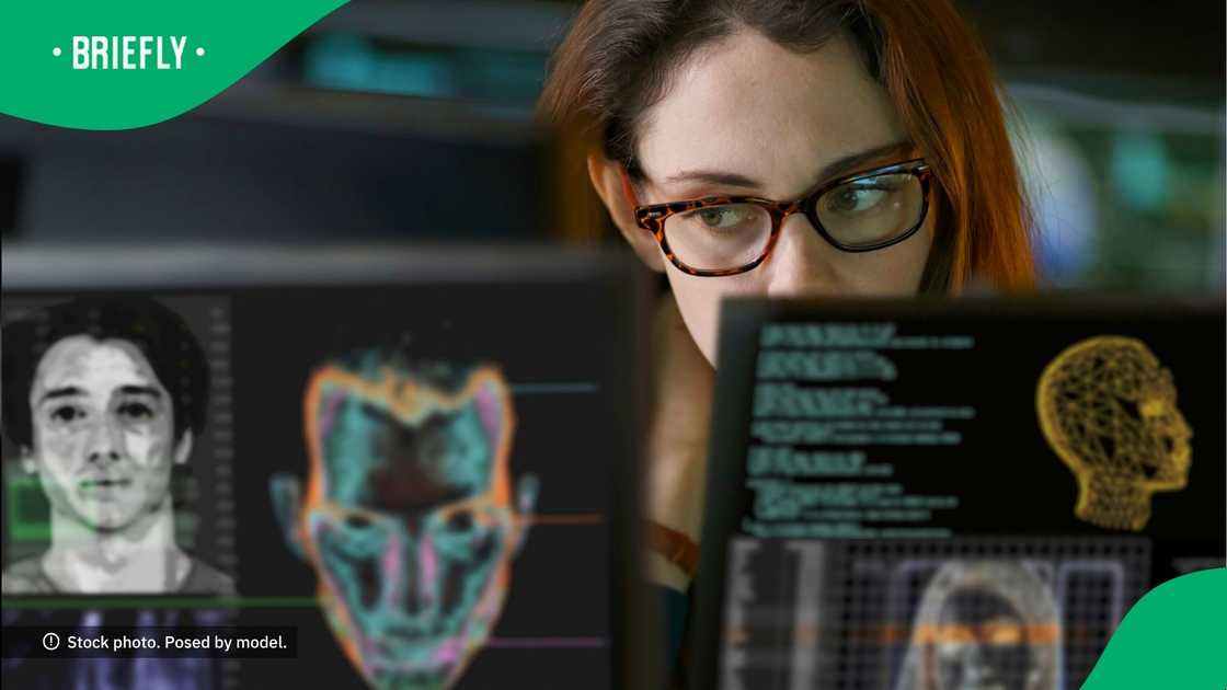 A woman working on an AI avatar. A woman working on an AI avatar.