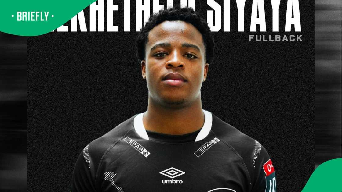 Image of Zekhethelo Siyaya wearing black Sharks jersey ahead of his debut Image of Zekhethelo Siyaya wearing black Sharks jersey ahead of his debut