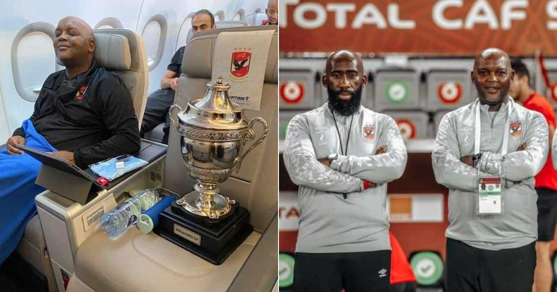 Al Ahly coach Pitso Mosimane is seemingly enjoying himself in Egypt and has shared a picture on social media. Image: @TheRealPitsoMosimane/AlAhlyEnglish/Twitter