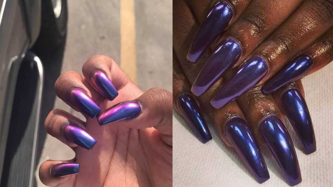 Shiny purple nails Shiny purple nails