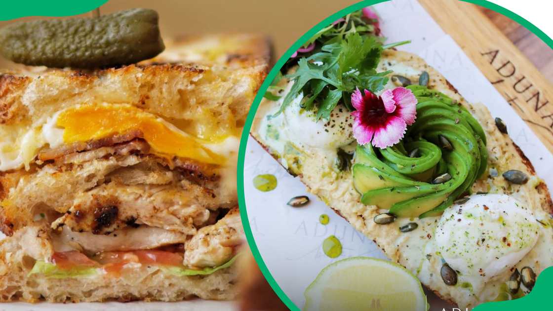 Club sandwich (L). Posh Eggs (R)