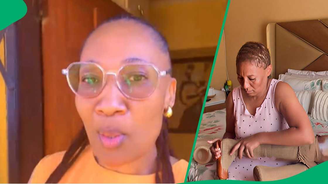 Woman gets dressed as double amputee Woman gets dressed as double amputee