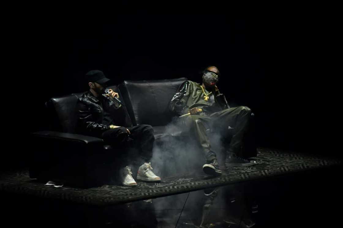 Eminem (L) and Snoop Dogg perform during the 2022 MTV Video Music Awards Eminem (L) and Snoop Dogg perform during the 2022 MTV Video Music Awards