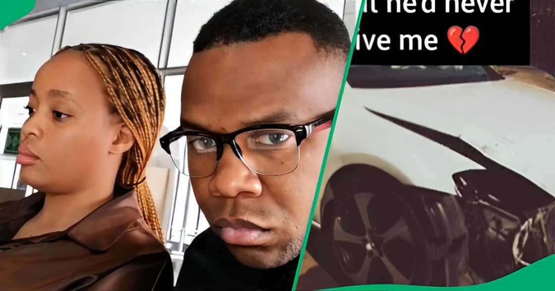 Mzansi amazed at how boyfriend handles car crash by girlfriend Mzansi amazed at how boyfriend handles car crash by girlfriend