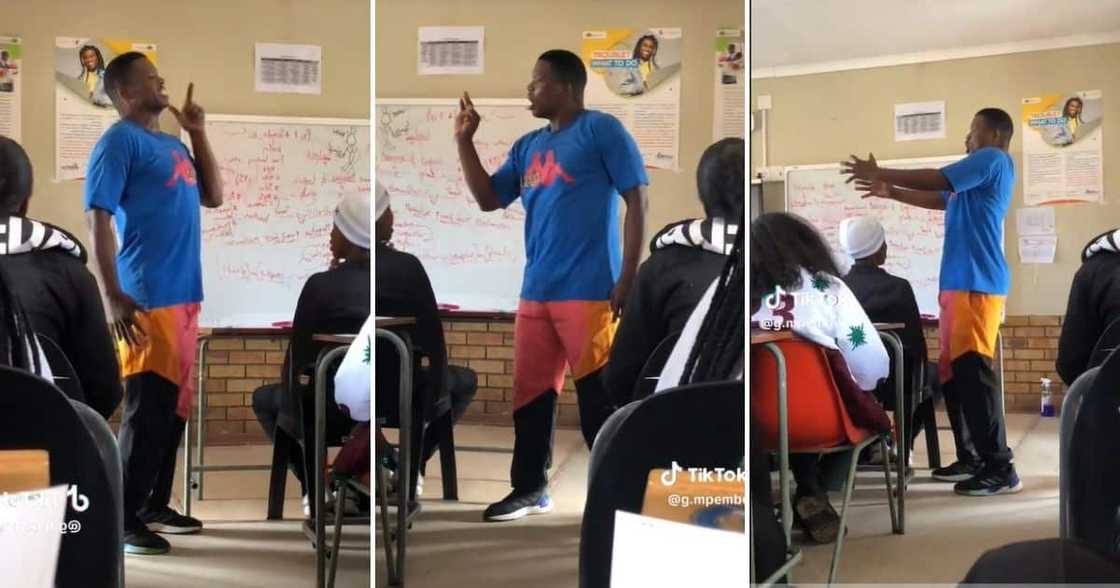 Passionate teacher sang during lesson Passionate teacher sang during lesson