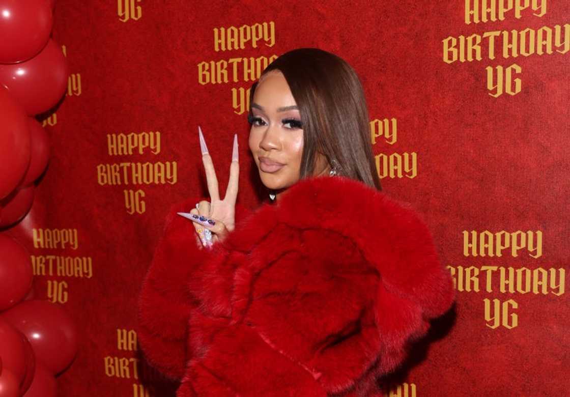 Saweetie at YG's All Red Upscale birthday celebration