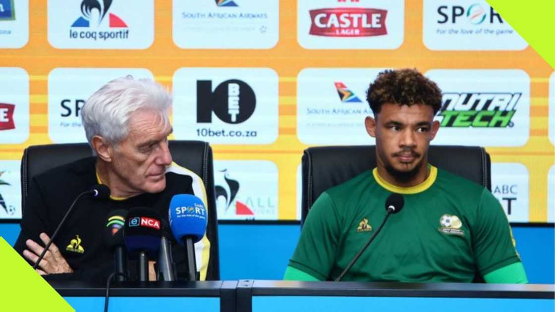 Hugo Broos and Ronwen Williams during the press conference ahead of Bafana Bafana's clash against Congo in the 2025 Africa Cup of Nations qualifier. Photo: @BafanaBafana.