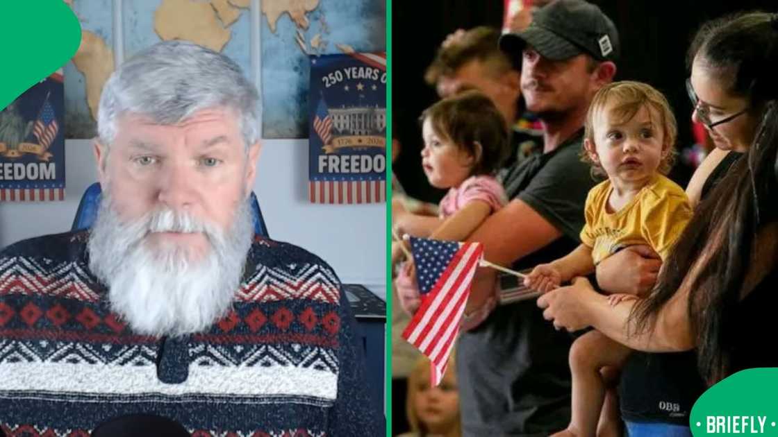 The visual on the right showed a group of Afrikaners in America The visual on the right showed a group of Afrikaners in America