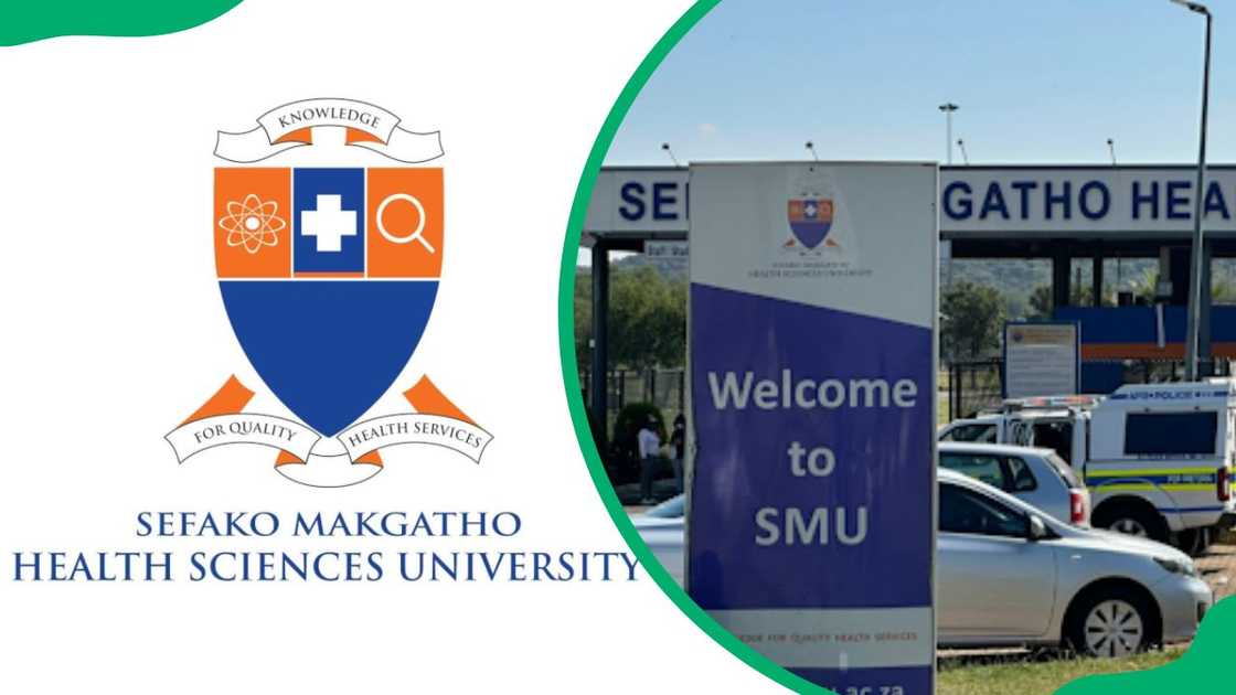 Sefako Makgatho University (MEDUNSA) logo and a section of the campus Sefako Makgatho University (MEDUNSA) logo and a section of the campus