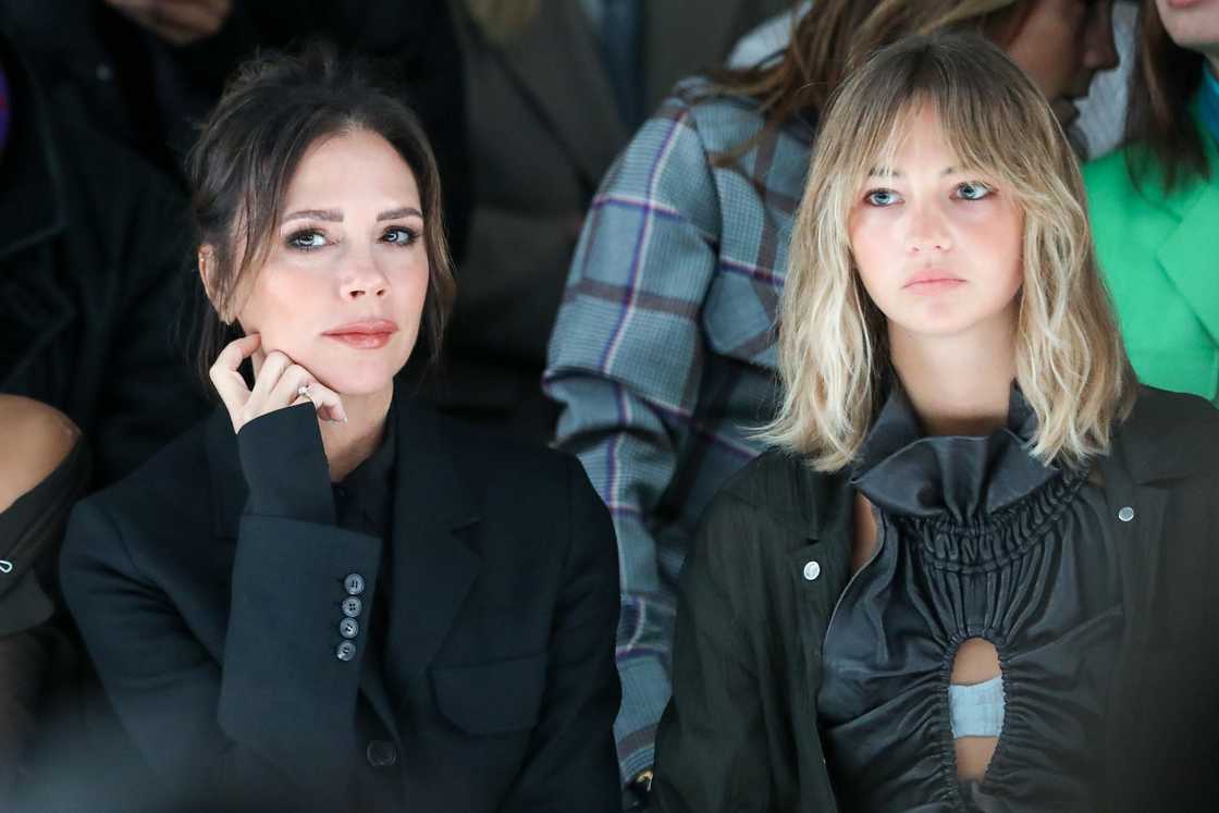 Victoria Beckham and Mia Regan during the London Fashion Week