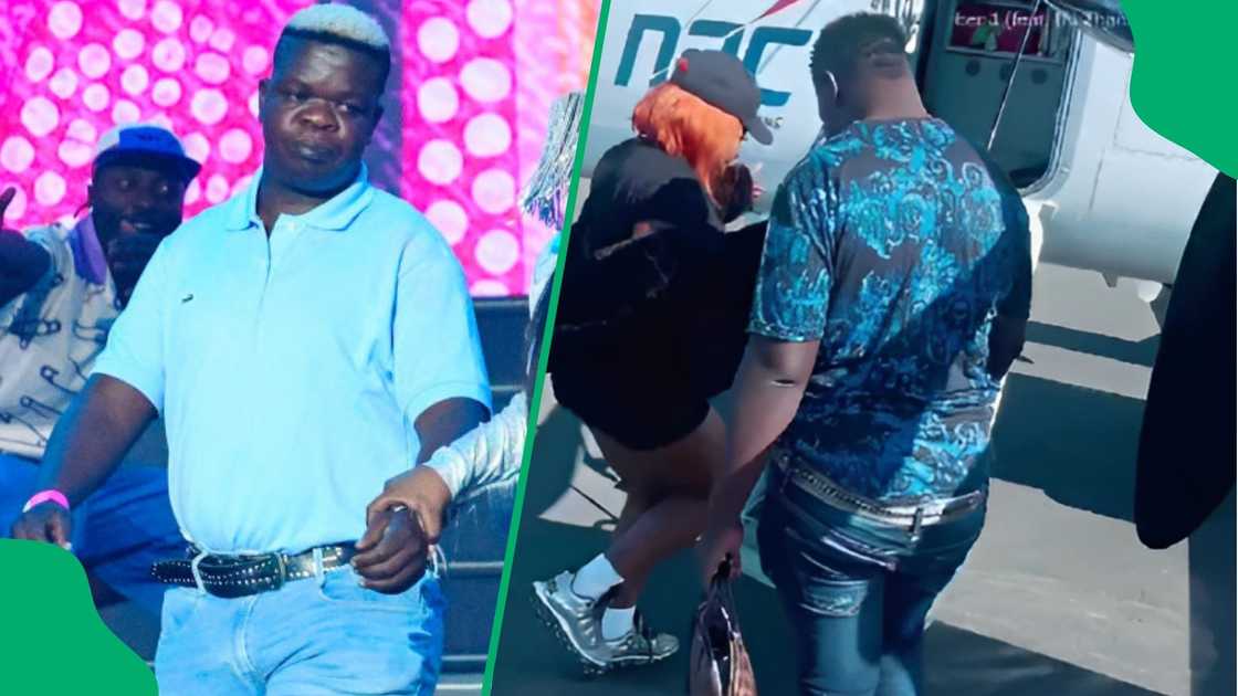 Skomota and a lady flew a private jet. Skomota and a lady flew a private jet.