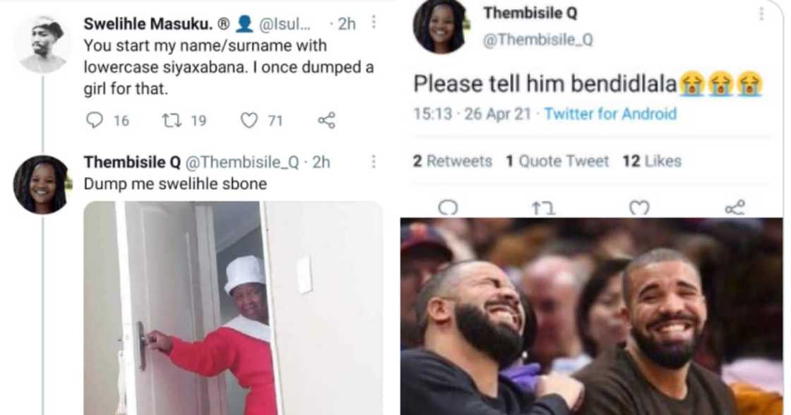 Man reveals reason why he dumped ex, new bae tests him. Translation of the texts:” Man reveals reason why he dumped ex, new bae tests him. Translation of the texts:”
