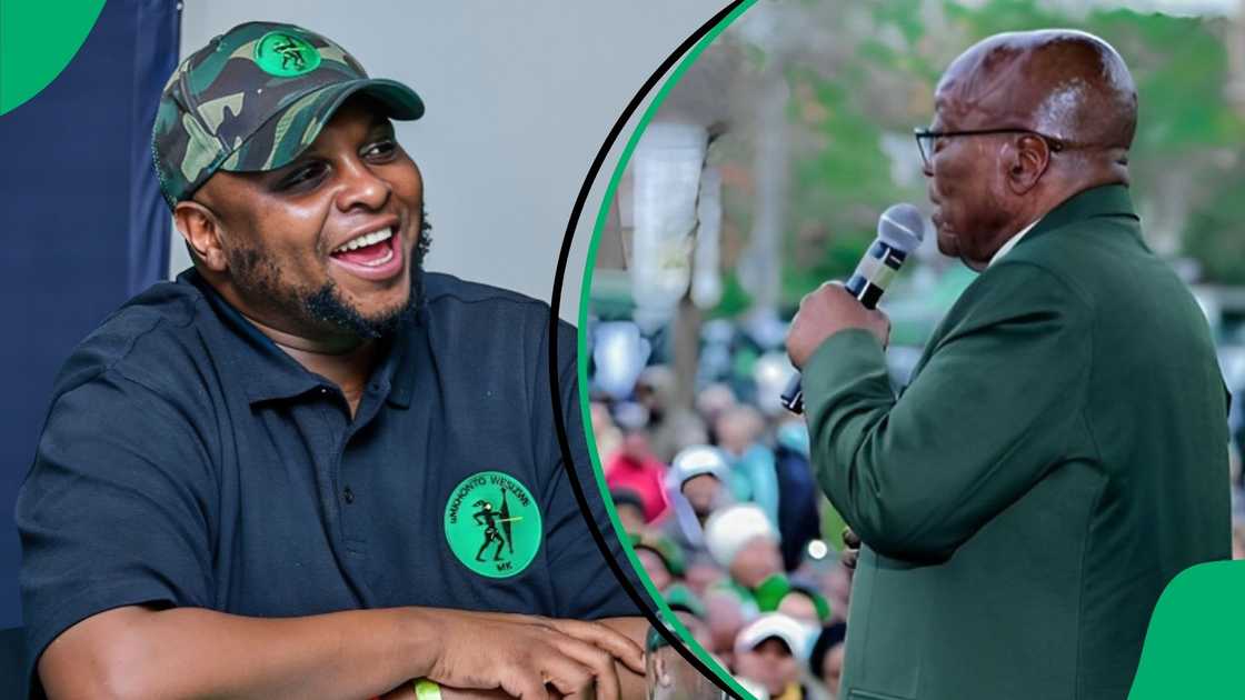 Floyd Shivambu sings along to Jacob Zuma performing 'uMshini Wami' outside court