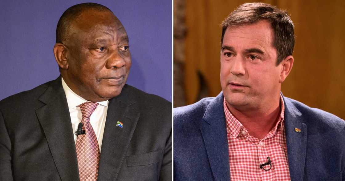 President Cyril Ramaphosa and Democratic Alliance leader John Steenhuisen President Cyril Ramaphosa and Democratic Alliance leader John Steenhuisen