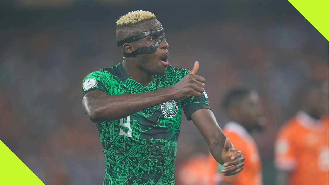 Victor Osimhen playing for Nigeria at AFCON 2023.