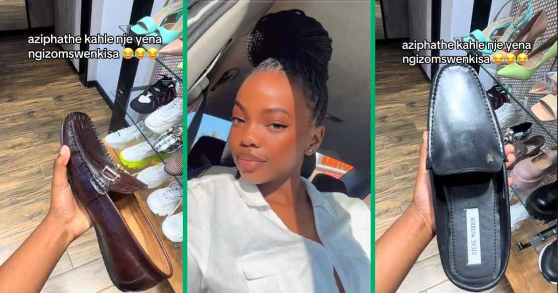 Lady shows Steve Madden shoes Lady shows Steve Madden shoes