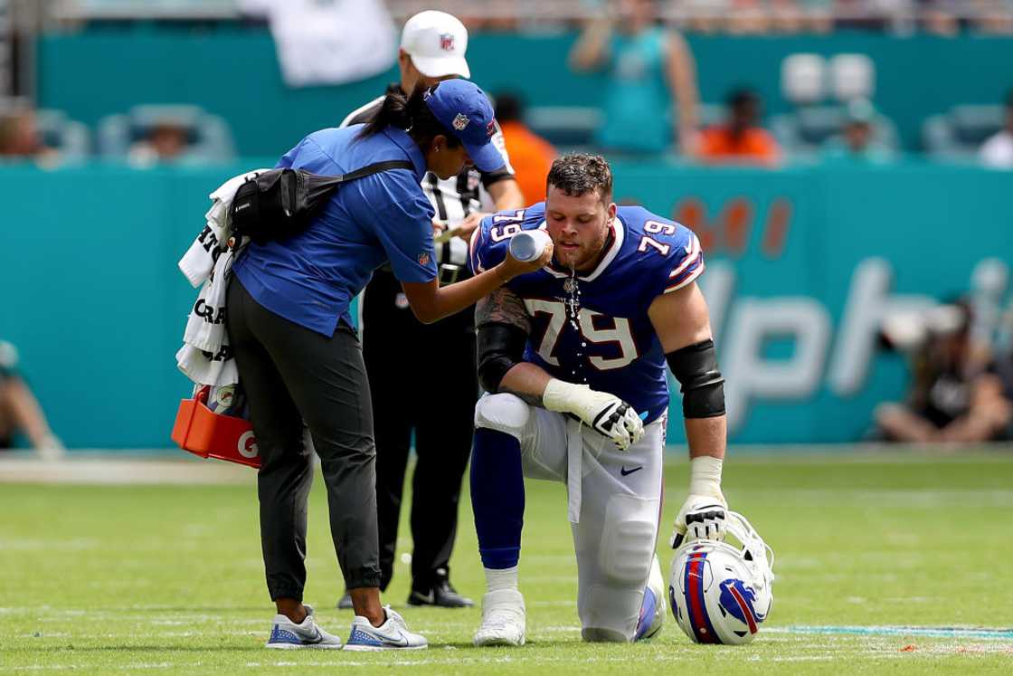 Spencer Brown took a water break