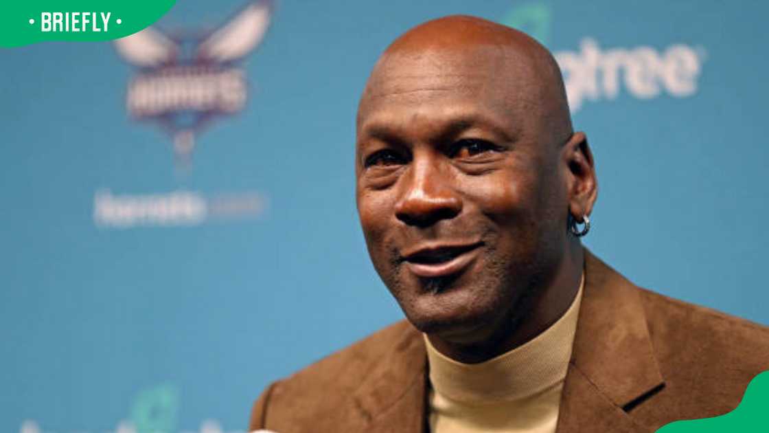 Michael Jordan at a press conference Michael Jordan at a press conference