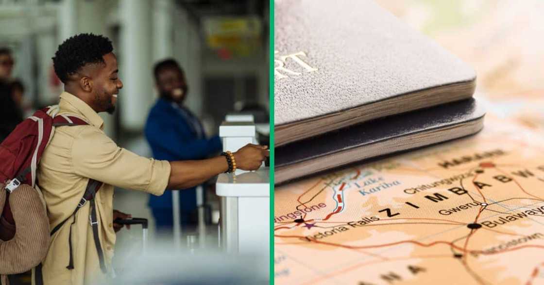 Man presented his passport at airport immigration Man presented his passport at airport immigration