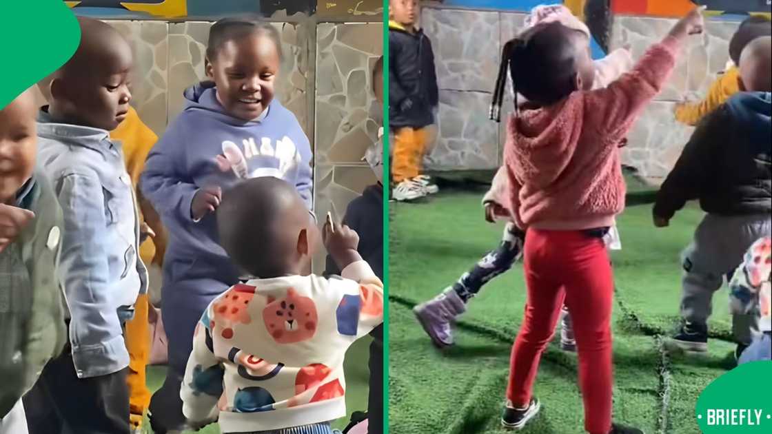 The little ones' video showed jumping up to dance as soon as the song started playing