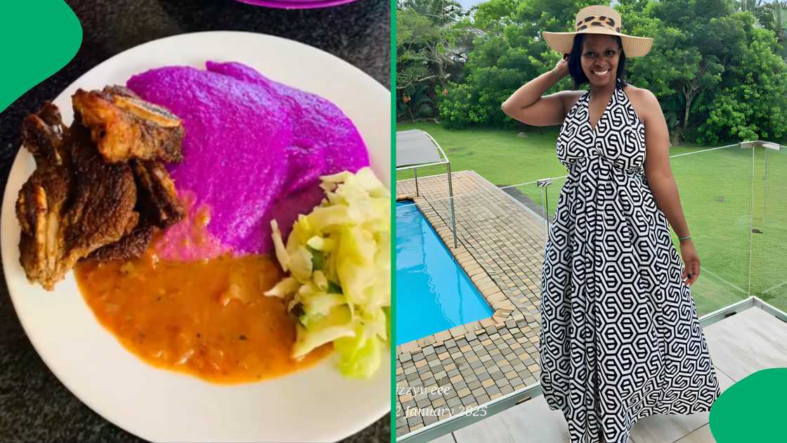 Mzansi was stunned by a woman dishing up purple pap to her family. Mzansi was stunned by a woman dishing up purple pap to her family.