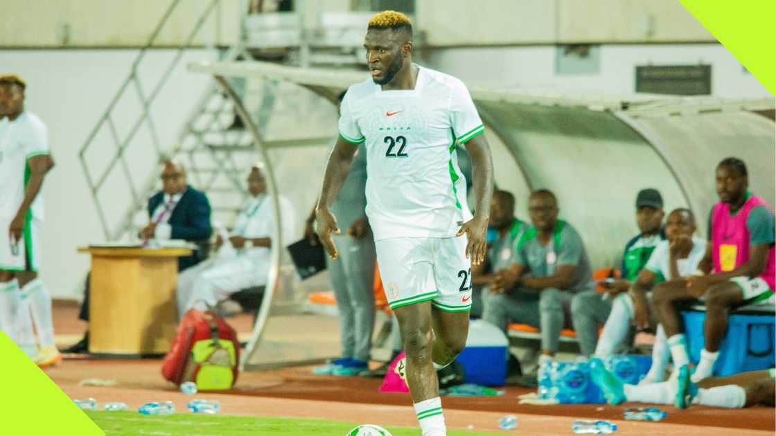 Victor Boniface in action for the Super Eagles against Libya.