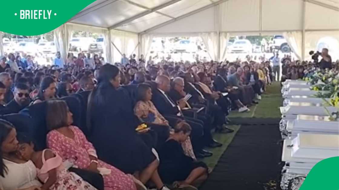 The visual captured mourners attending the mass funeral